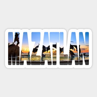 MAZATLAN - Mexico Beachfront Dolphins Sculpture Sticker